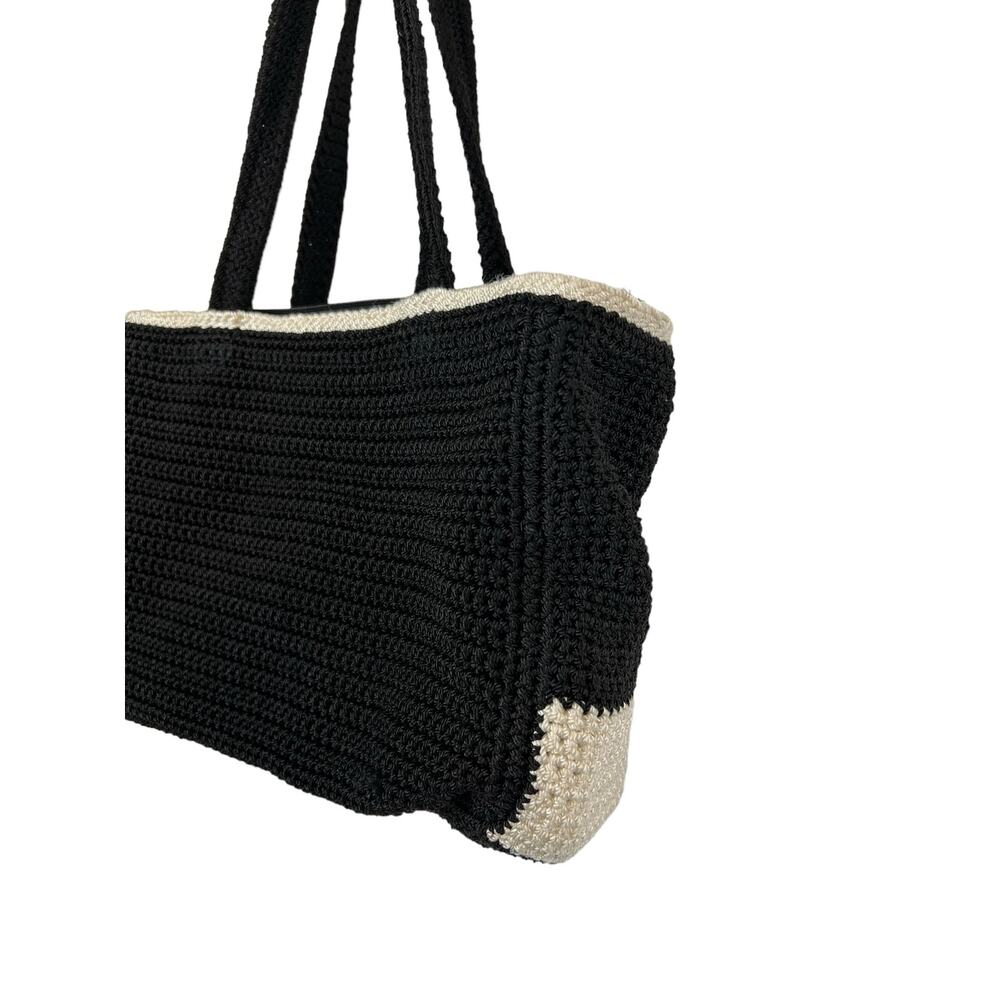 The Sak Crochet Black White Purse Handbag Woven Casual Boho Retro Knit Y2K 90s - Picture 2 of 11